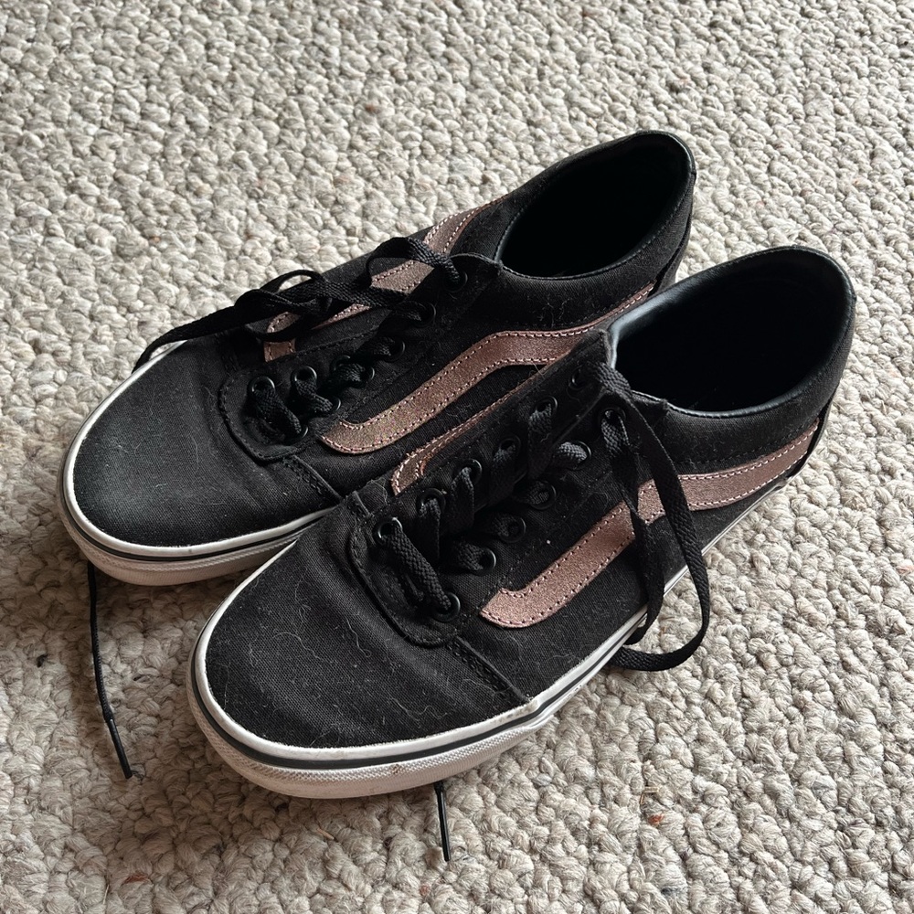 Excellent condition VANS; rose gold and black